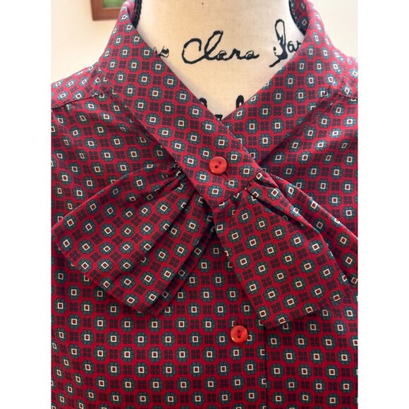 Blouse Burgundy/Print Size 16 by Eastex Made in England Professional Classy - Picture 2 of 5
